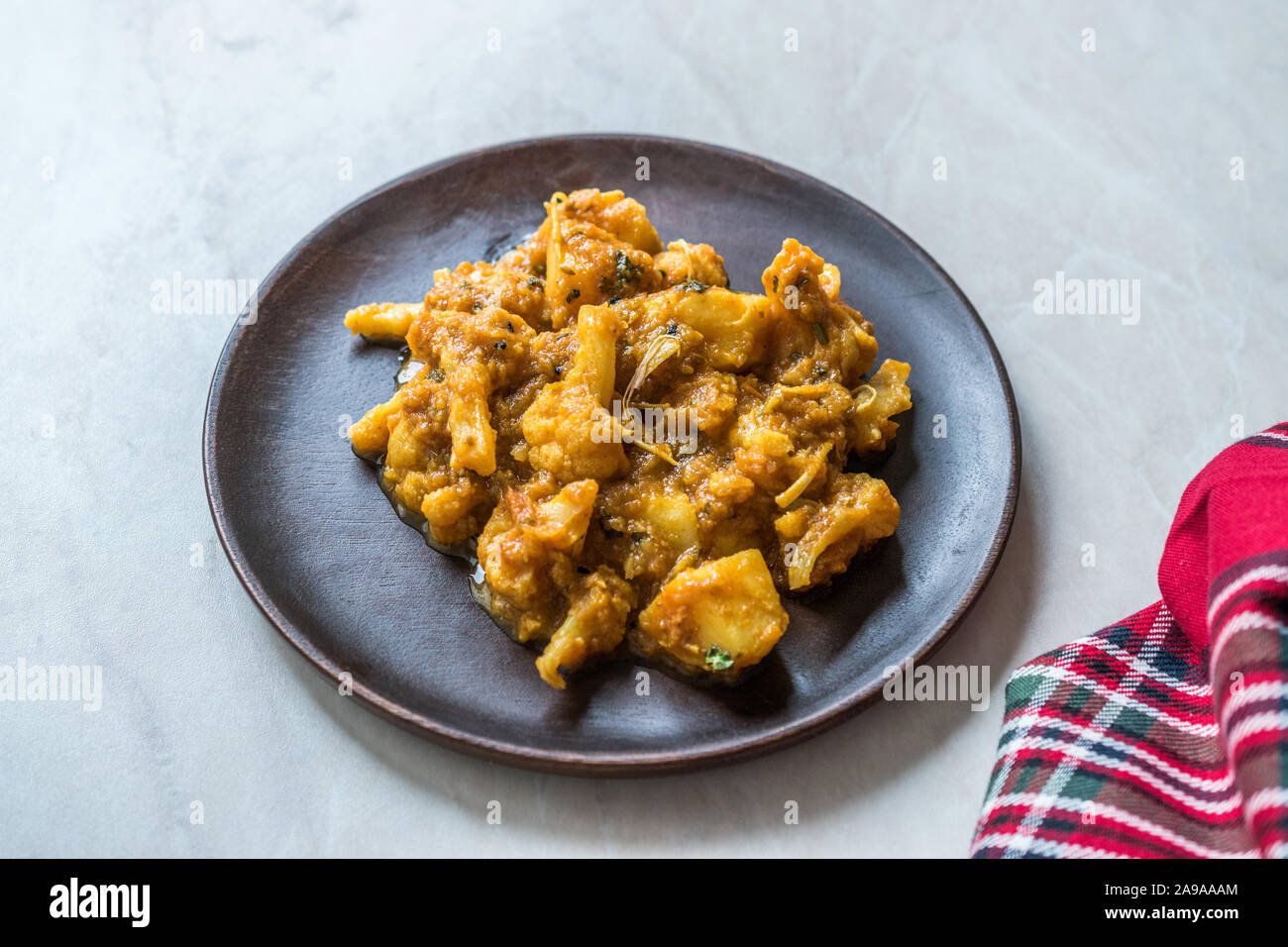 Indian Food Spicy Masaledar Aloo Gobi and Beans Tawa Sabzi Recipe