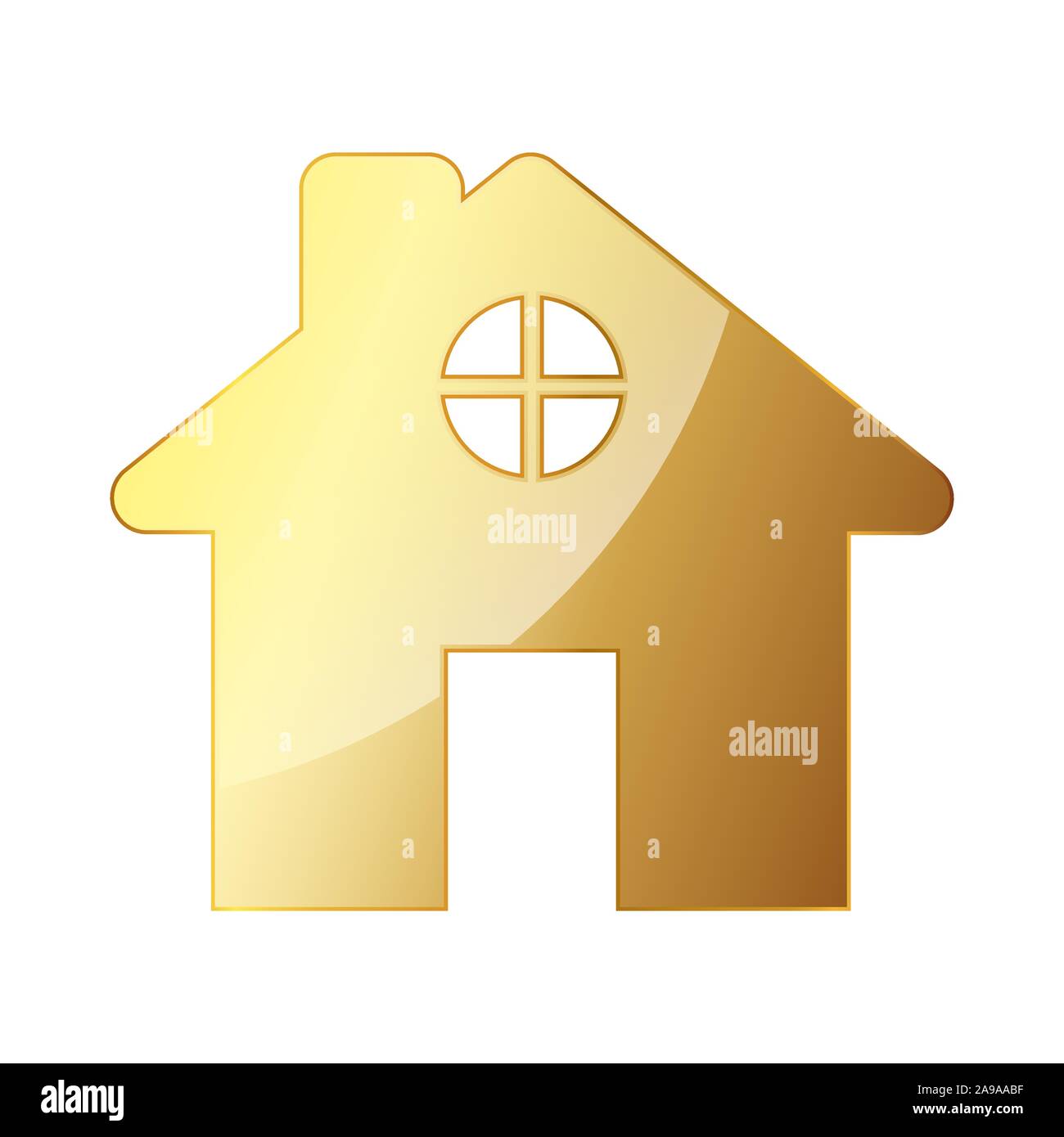 Gold house icon. Vector illustration. Golden house isolated on white