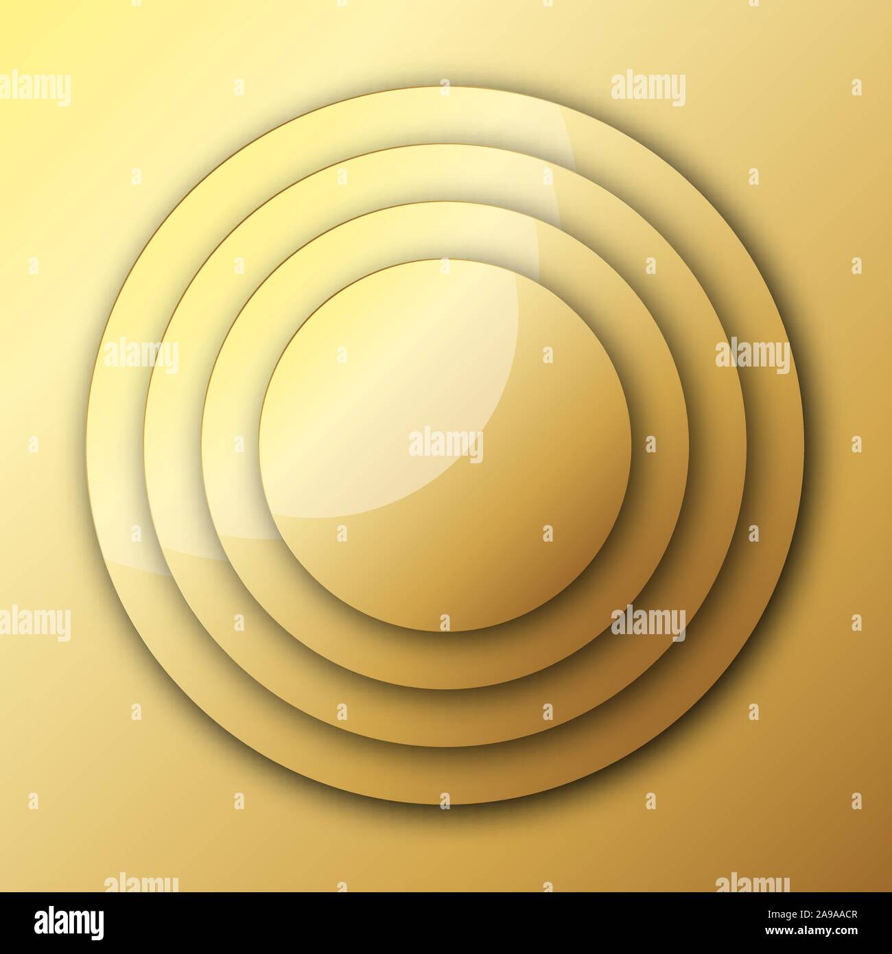 Gold background from circles with shadow. Vector illustration. Glossy gold metal background Stock Vector