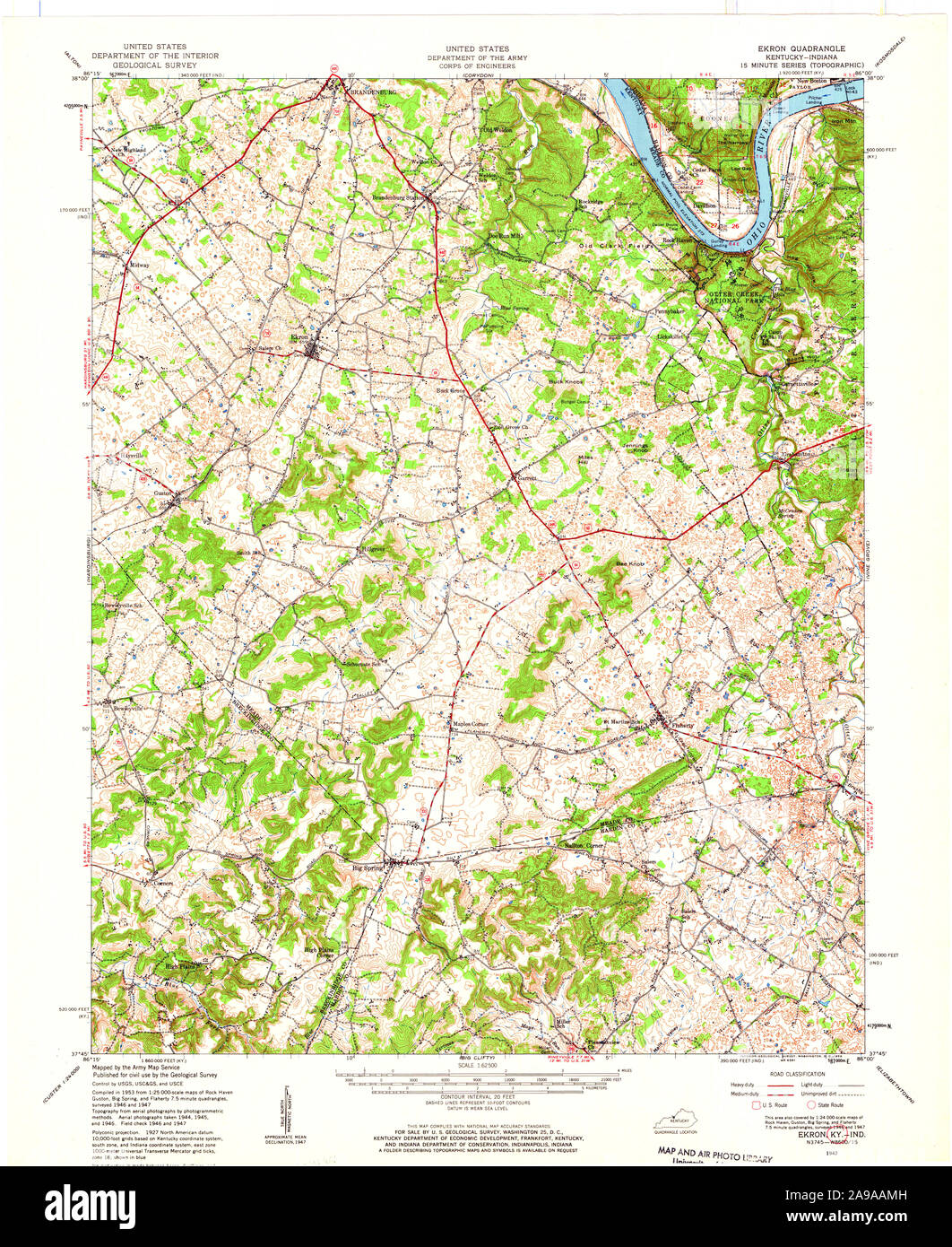 Kentucky Land Survey Maps Ekron, Kentucky, Map 1947, 1:62500, United States Of America By Timeless  Maps, Data U.s. Geological Survey Stock Photo - Alamy