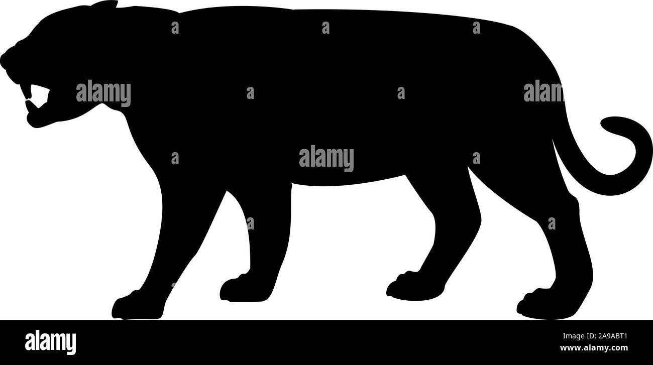 Silhouette of Tiger. Animal feline wildlife. Vector illustrator Stock Vector