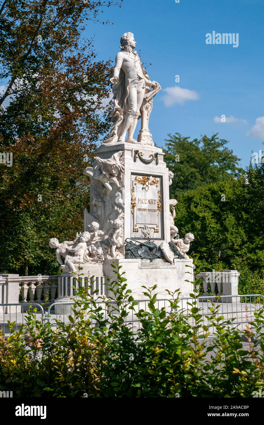 Mozart monument at the Hofburg Palace and Burggarten park in Vienna, Austria Stock Photo
