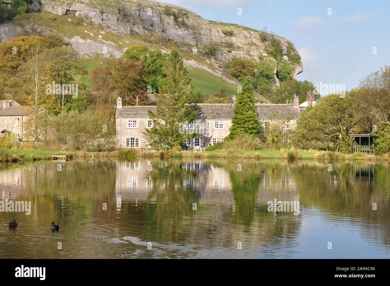Kilnsey Crag and trout farm, North Yorkshire Stock Photo Alamy