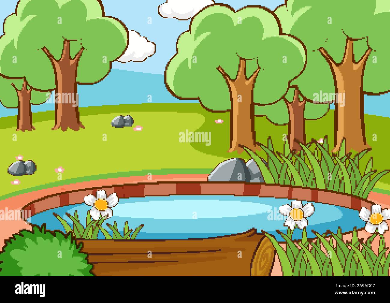 Scene with trees in forest illustration Stock Vector Image & Art - Alamy
