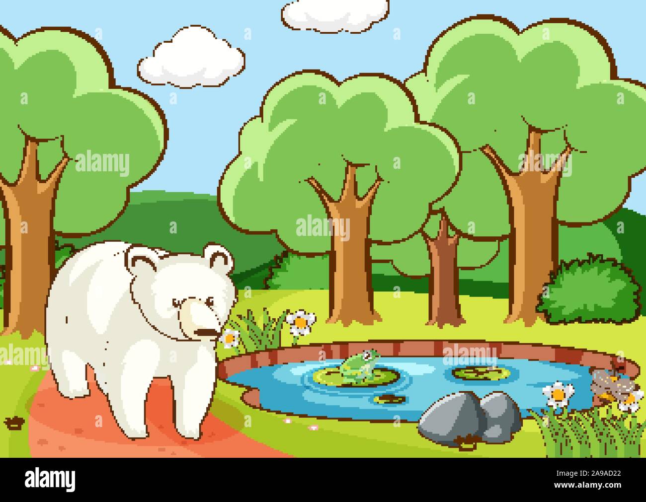 Scene with polar bear in forest illustration Stock Vector Image & Art ...