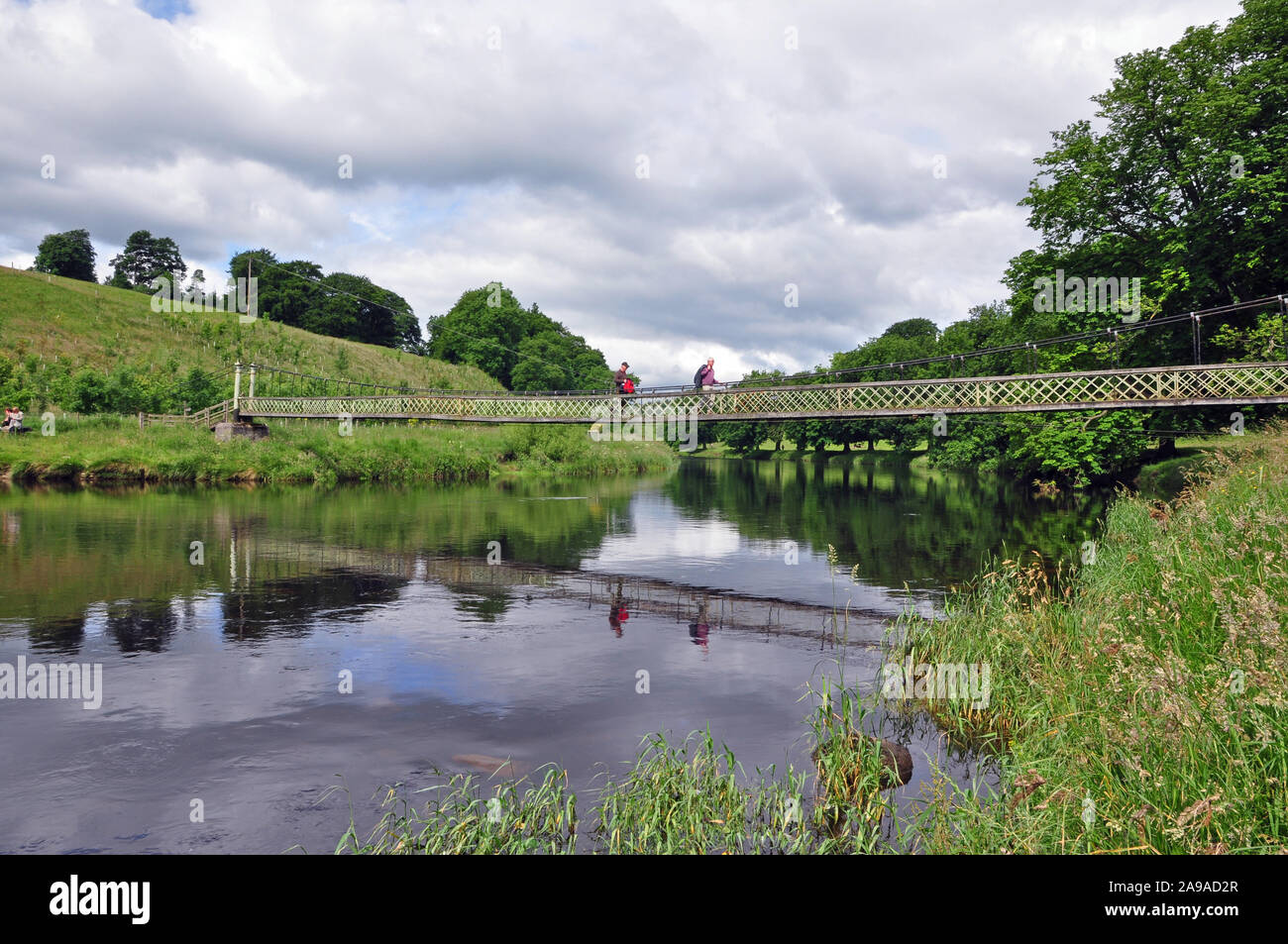 Suspension bridge, River Wharfe, North Yorkshire Stock Photo Alamy