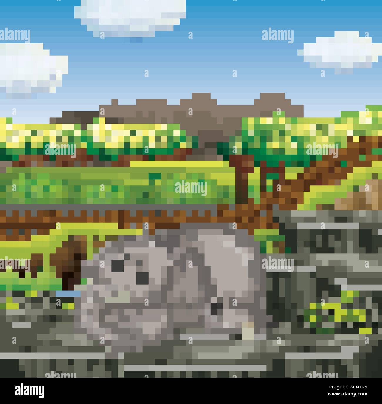 Scene with elephant at the zoo illustration Stock Vector Image & Art ...