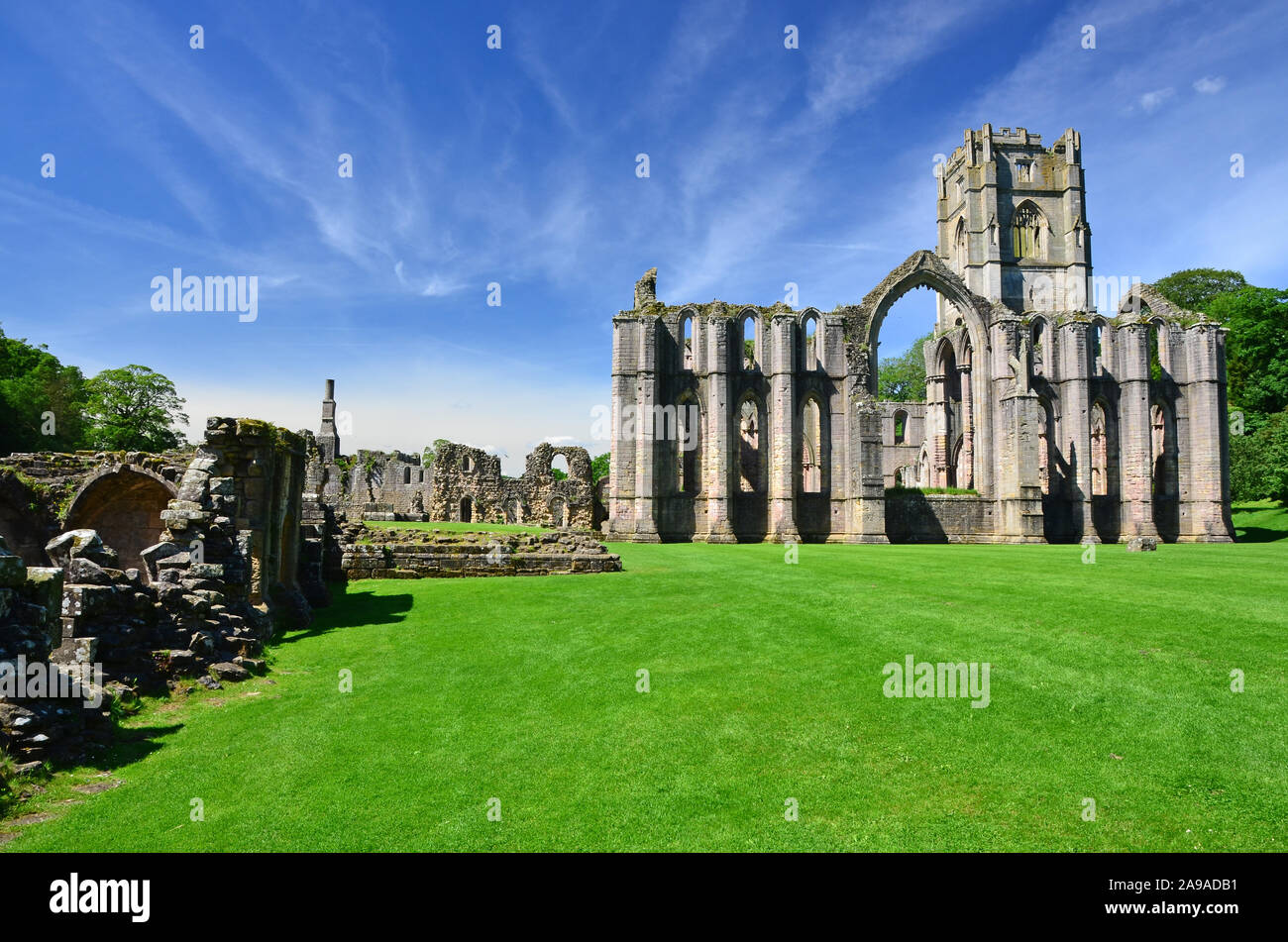 Fountains Abbey, Studley Royal, Nidderdale, North Yorkshire Stock Photo