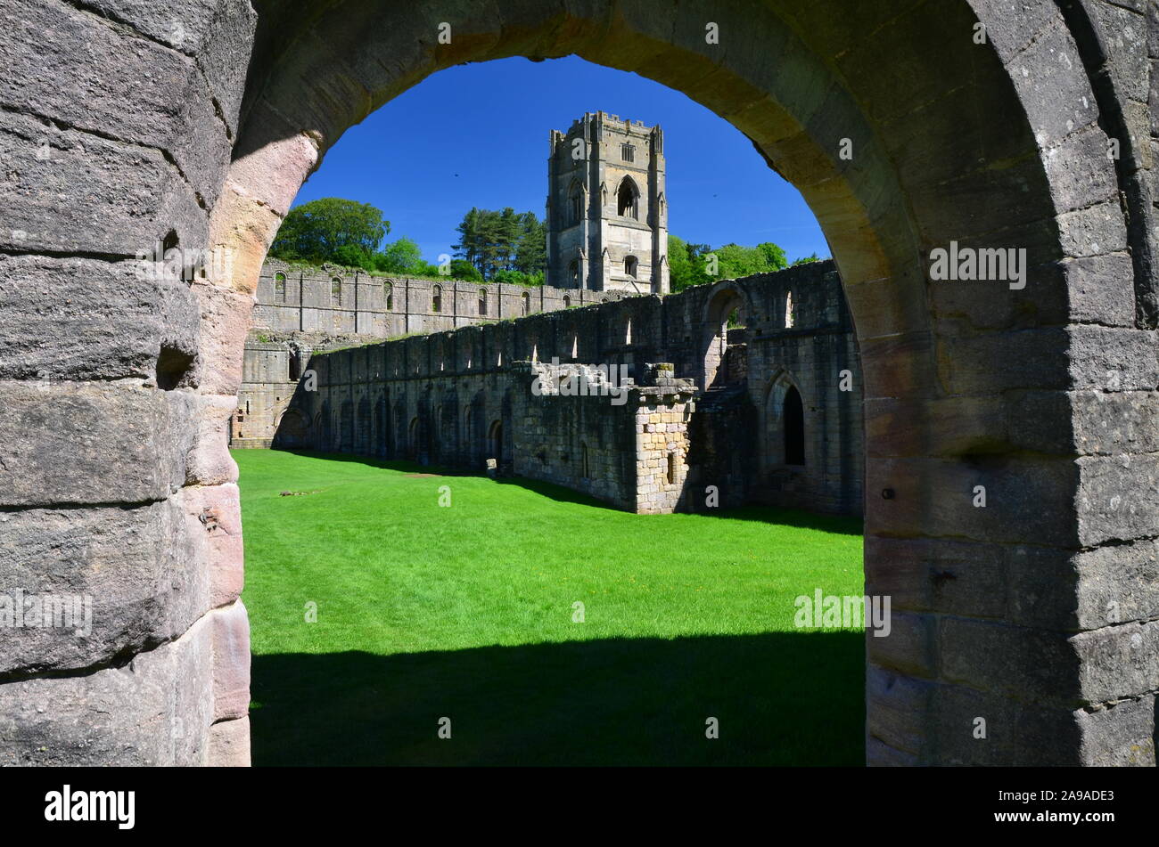 Fountains Abbey, Studley Royal, Nidderdale, North Yorkshire Stock Photo