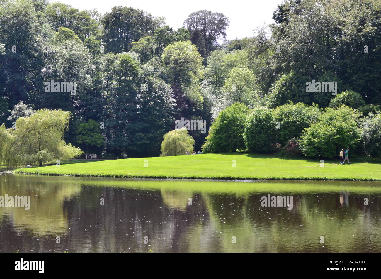 Half moon pond, Studley Royal, Fountains Abbey Stock Photo Alamy