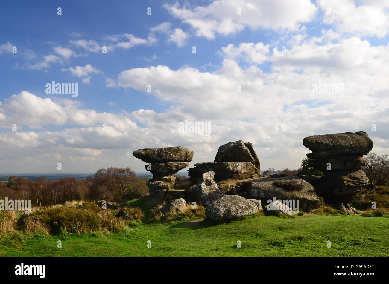 Rock formation, Brimham Rocks, Nidderdale, North Yorkshire Stock Photo