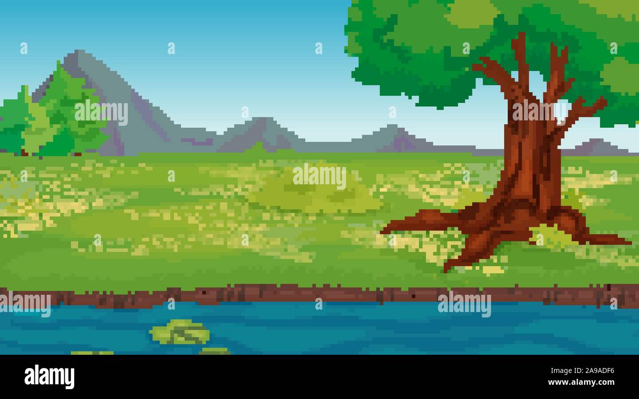 Background scene with tree in the park illustration Stock Vector Image ...