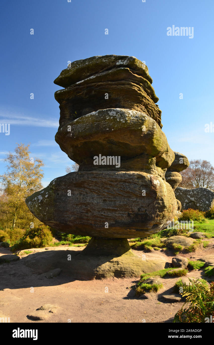Rock on pedestal, Brimham Rocks, Nidderdale Stock Photo Alamy