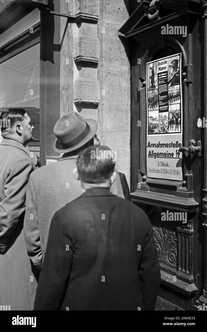 Original caption: Advertising for the SS in Prague, 1930s Stock Photo