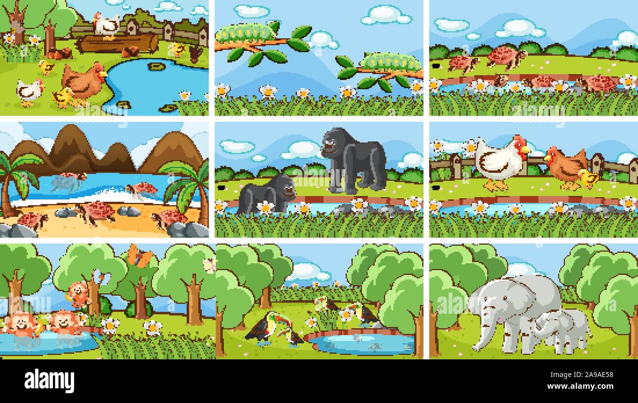 Background scenes of animals in the wild illustration Stock Vector ...