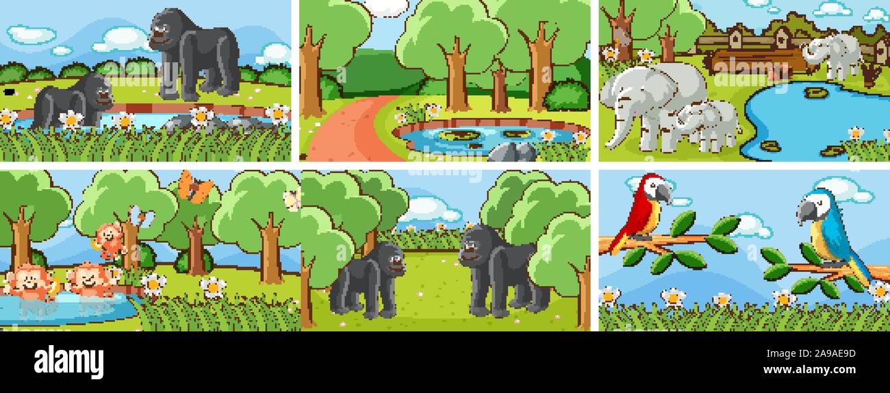 Background scenes of animals in the wild illustration Stock Vector ...