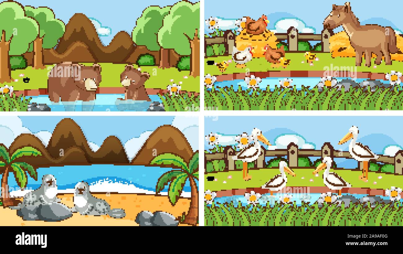 Background scenes of animals in the wild illustration Stock Vector ...