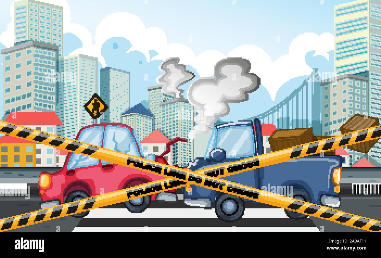 Scene with car accident in the city illustration Stock Vector Image ...