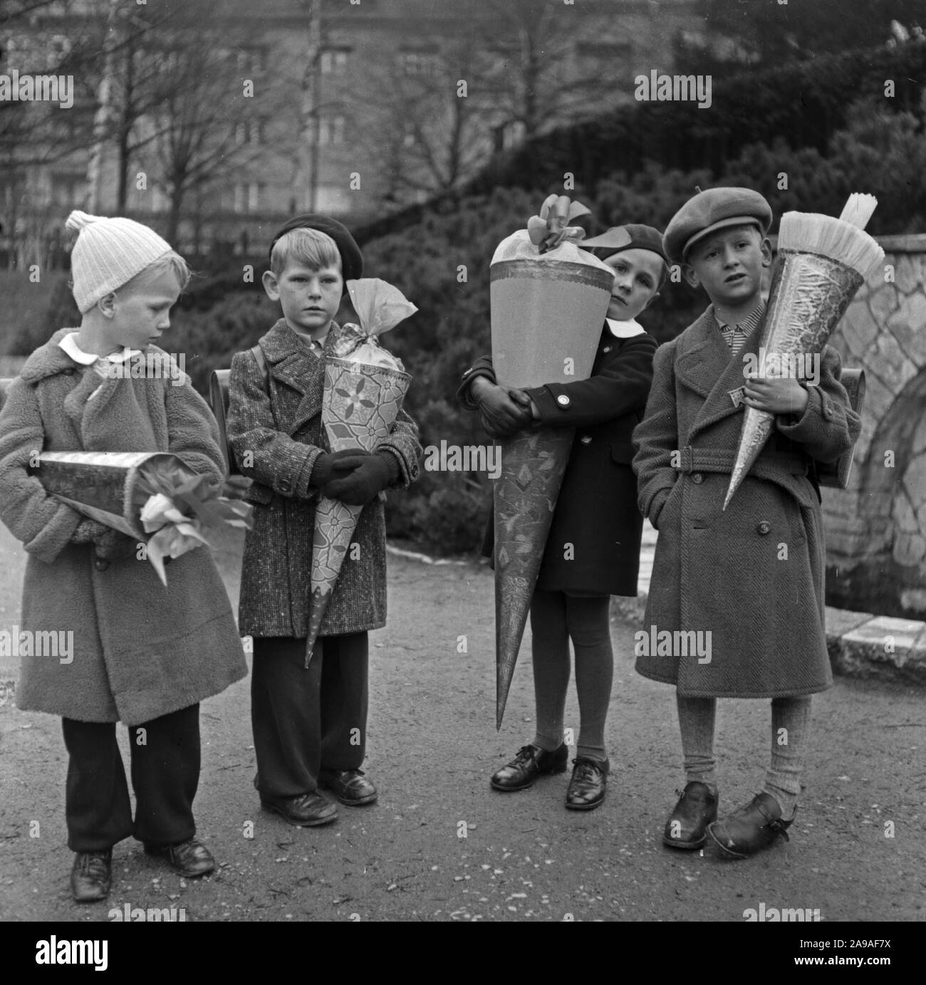 First day at school has come, Germany 1930s. Stock Photo
