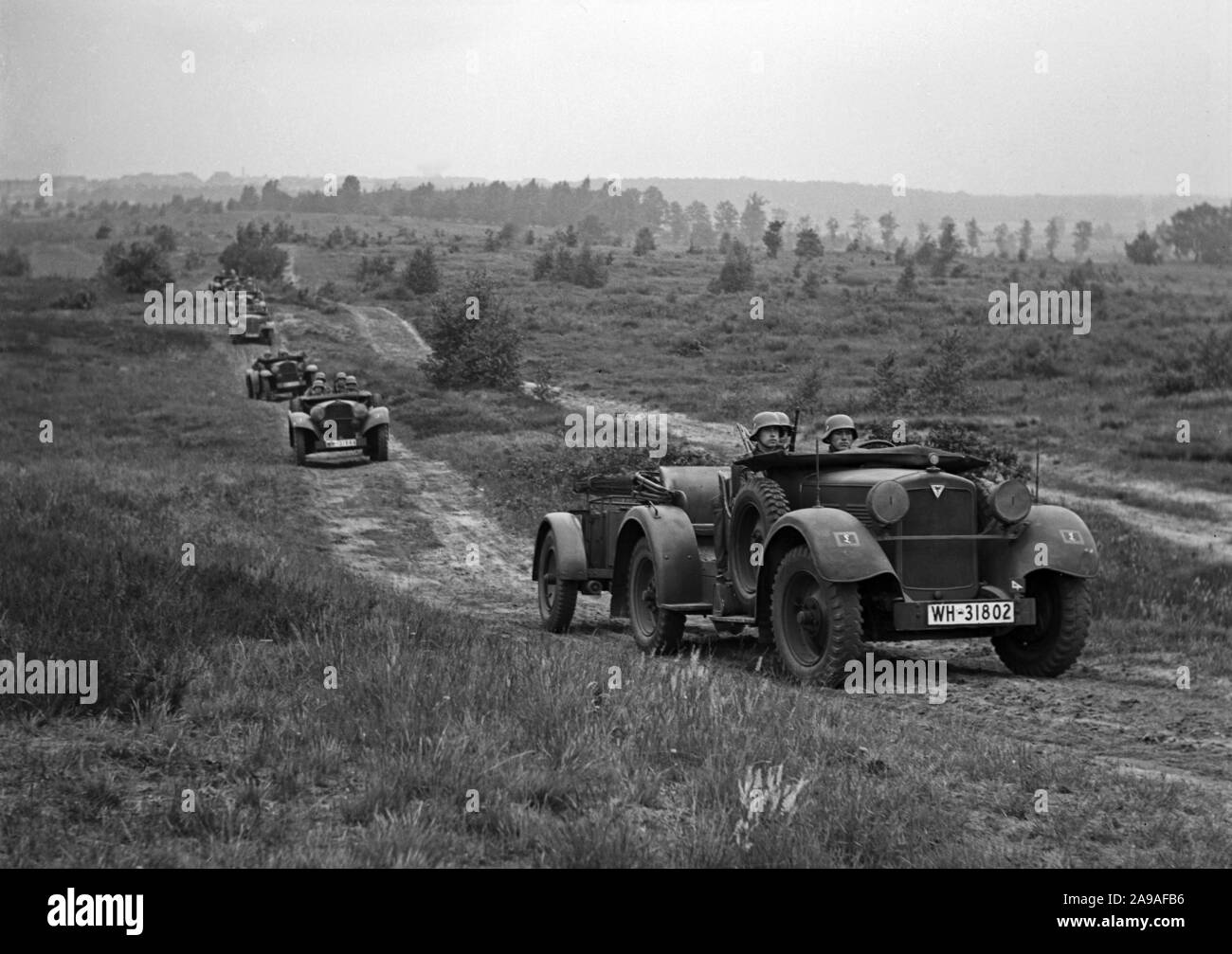 Soldiers of the German Wehrmacht practising and exercising on a military exercising ground, Germany 1930s. Stock Photo