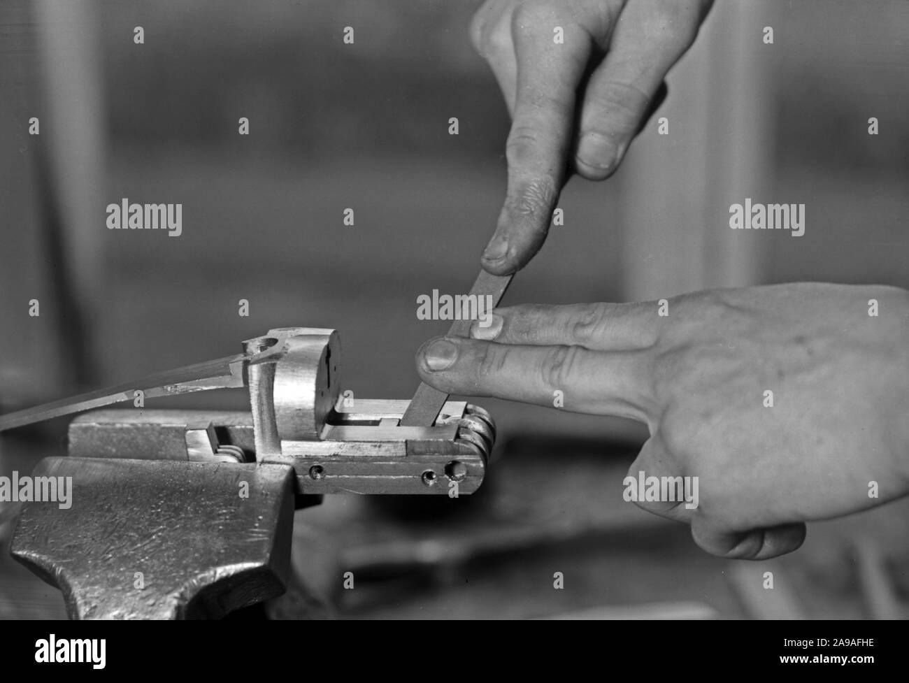 The work of a gunsmith at Karlsbad, 1930s. Stock Photo