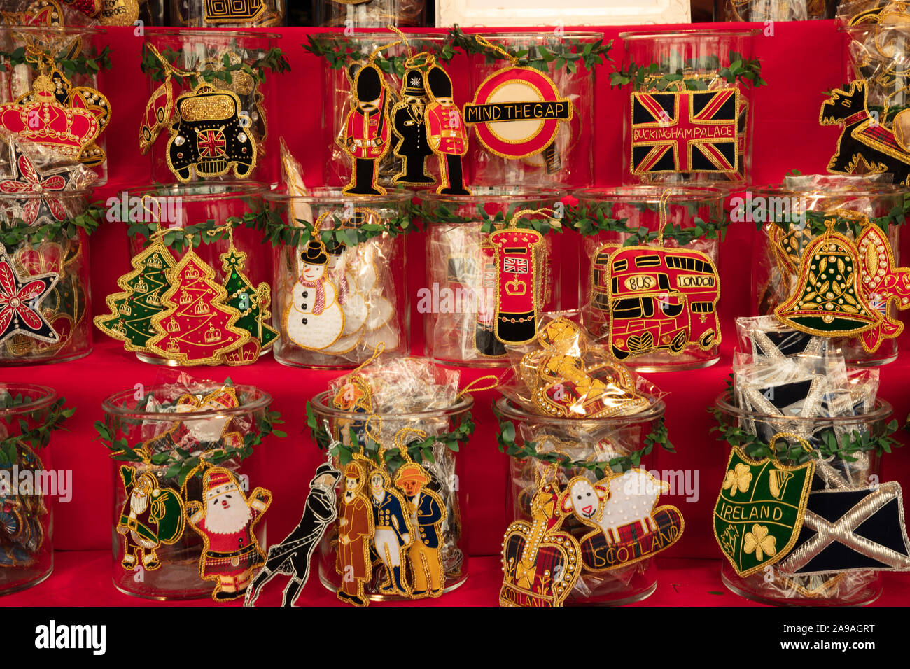 London memorabilia seen at the Christmas market in London, England, UK