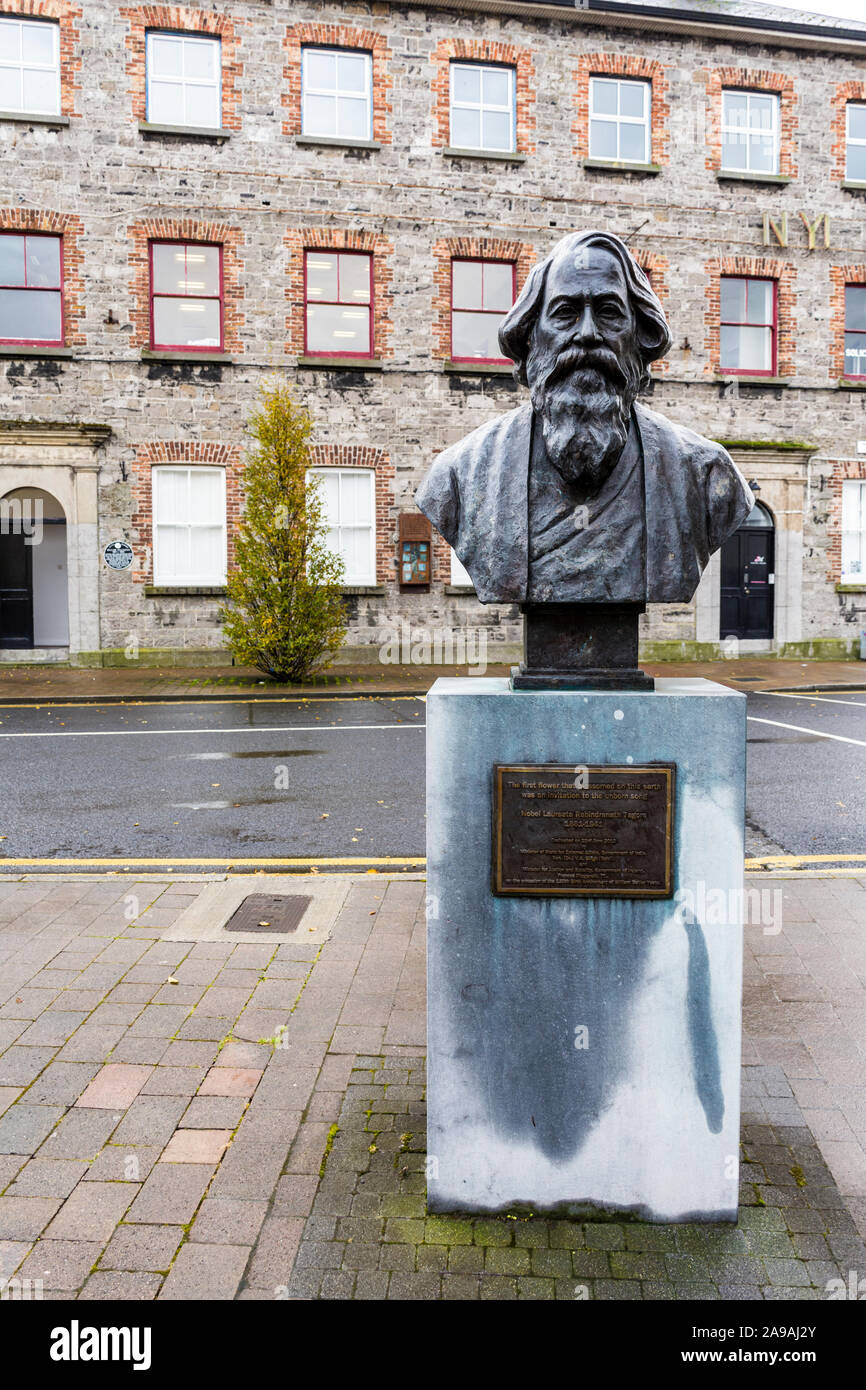 Bust of Nobel Laureate Rabindranath Tagore,  1861-1941 in Sligo Town, County Sligo, Ireland Stock Photo