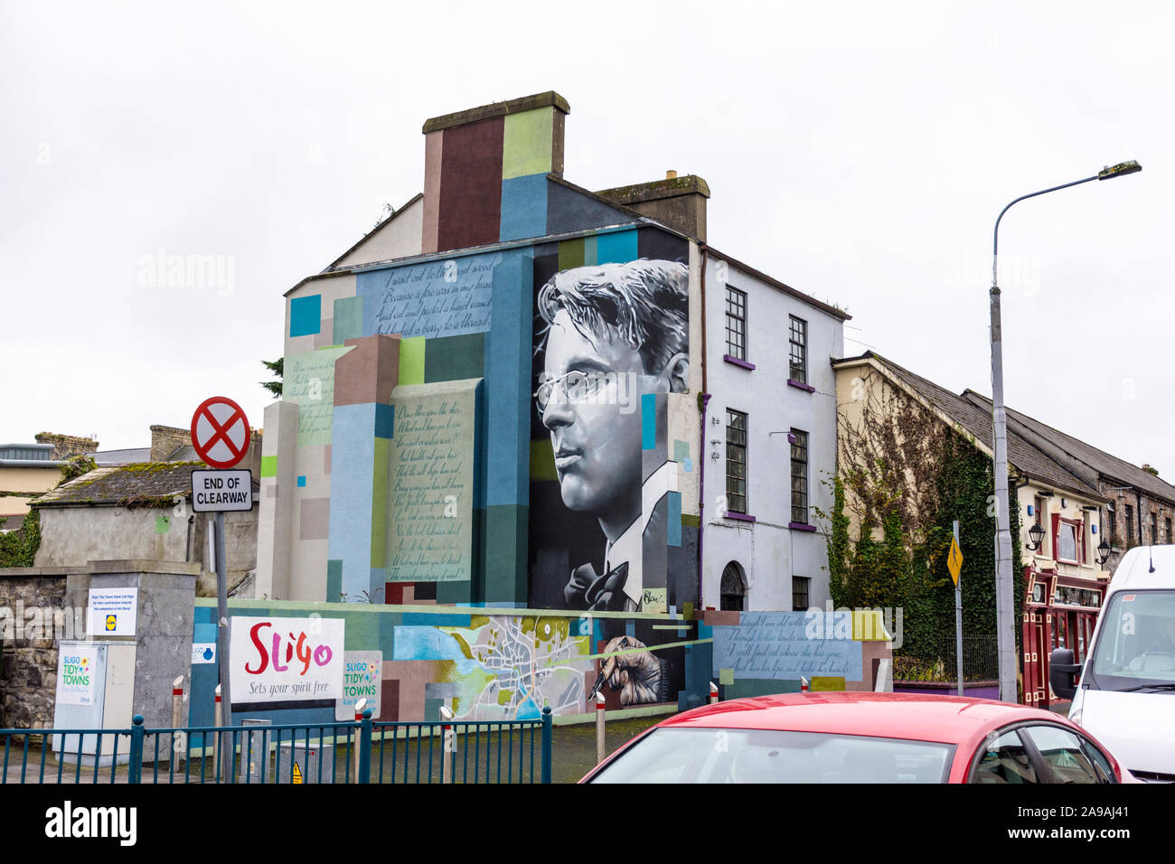 Mural of W B Yeats, Sligo Town, County Sligo, Ireland Stock Photo