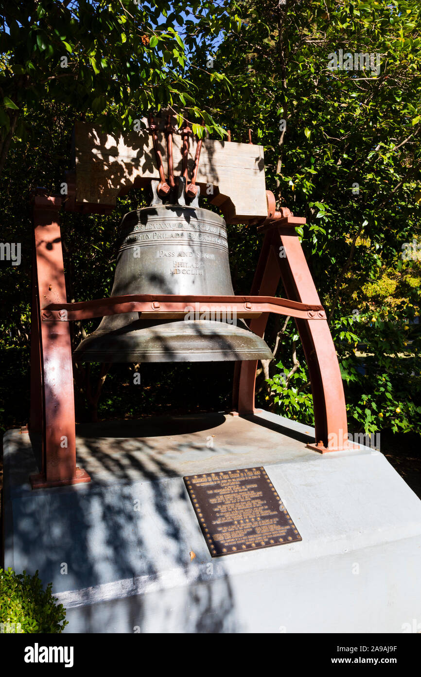 One of 55 replicas of the Liberty Bell. Capitol Park, Sacramento, California, United States of America. USA Stock Photo