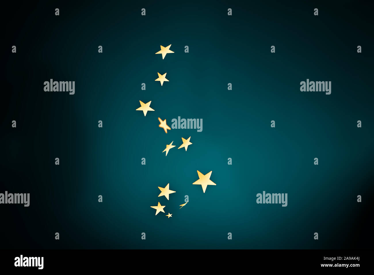 Trendy gold stars confetti falling on dark blue gradient background ...