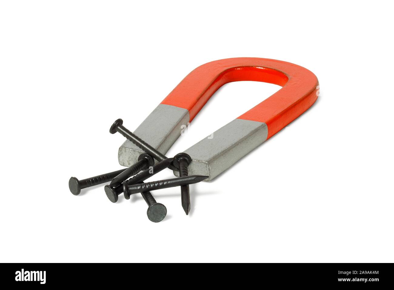 Horseshoe with nails isolated on white background Stock Photo