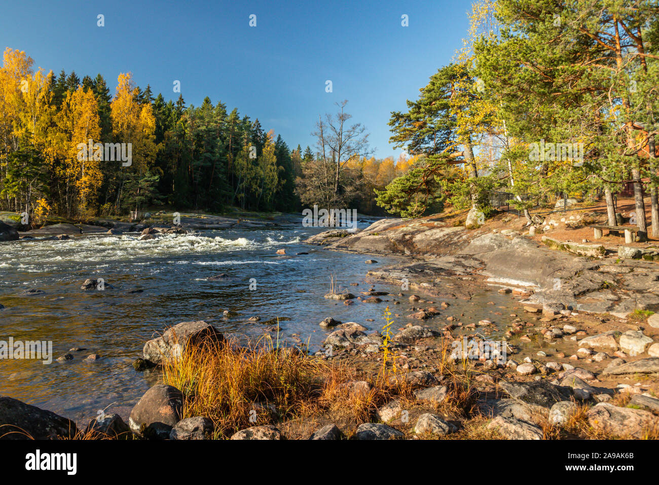Beautiful Autumn Landscape On River Kymijoki Near The Emperor Alexander Beautiful Autumn Landscape On River Kymijoki Near The Emperor Alexander