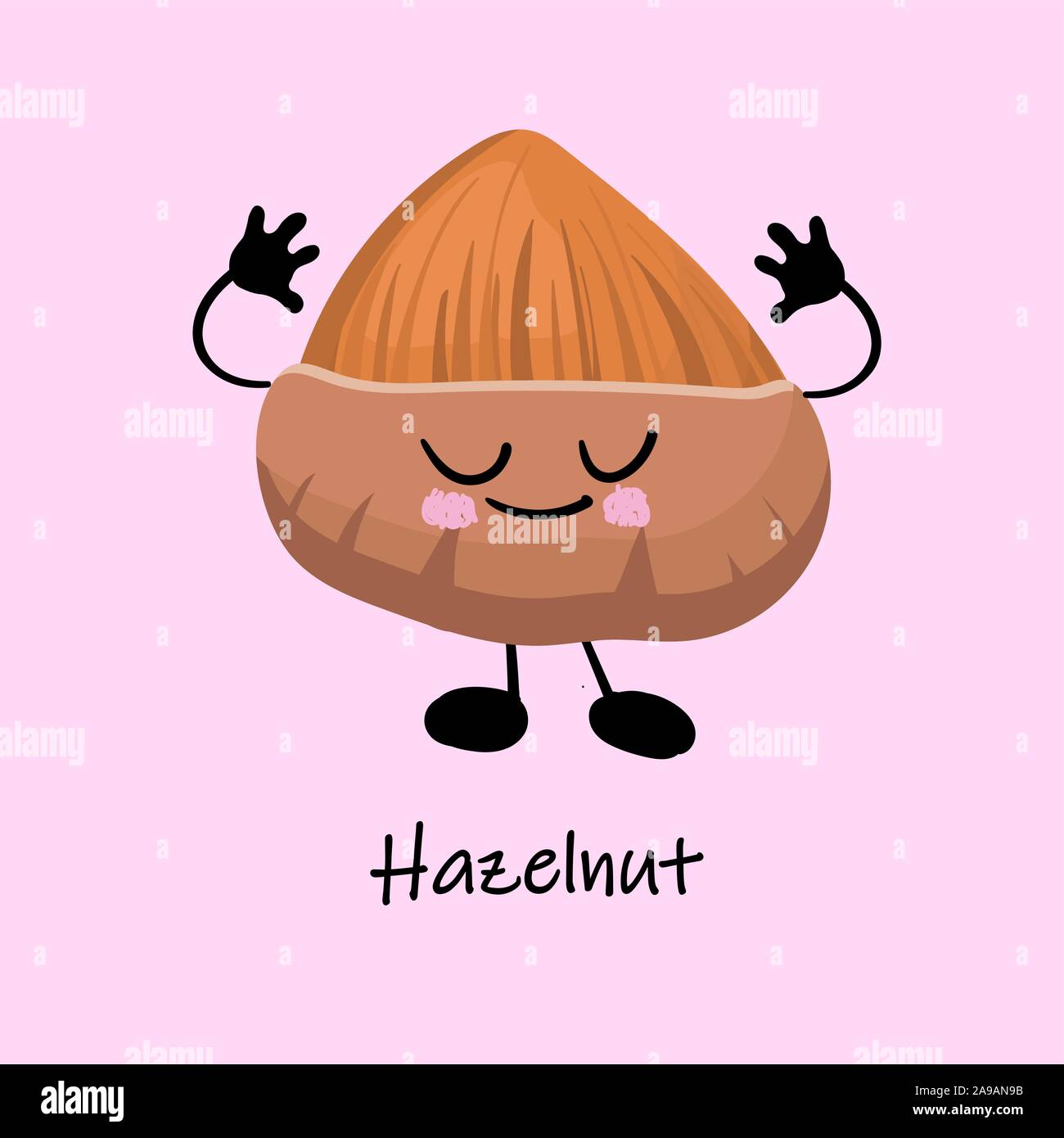 Hazelnut. Cute cartoon character with arms and legs.Vector illustration Stock Vector Image & Art