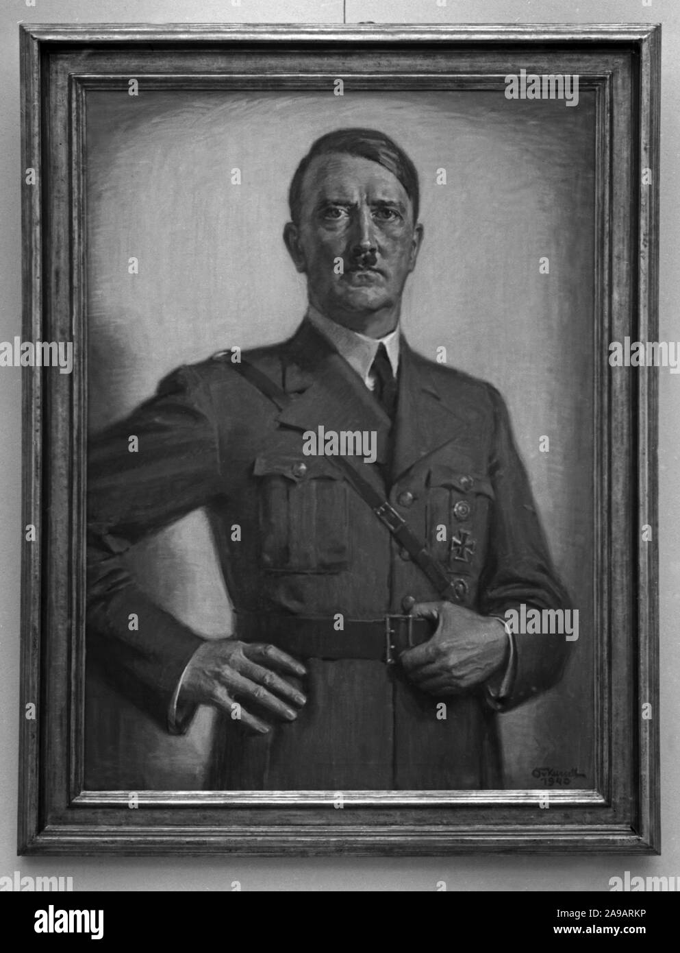 Oil painting of Adolf Hitler by Otto von Kursell from the exhbition 'War and Art', launched by the OKW at Kuenstlerhaus Vienna, Austria 1942 Stock Photo