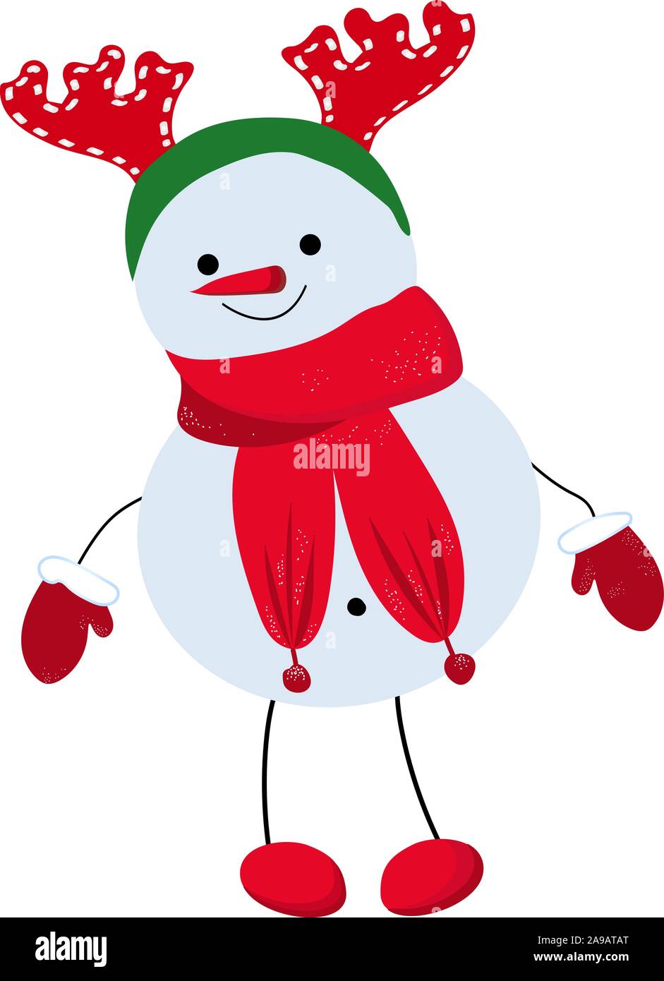 Cute snowman illustration in flat style. Winter symbol, icon. Christmas ...