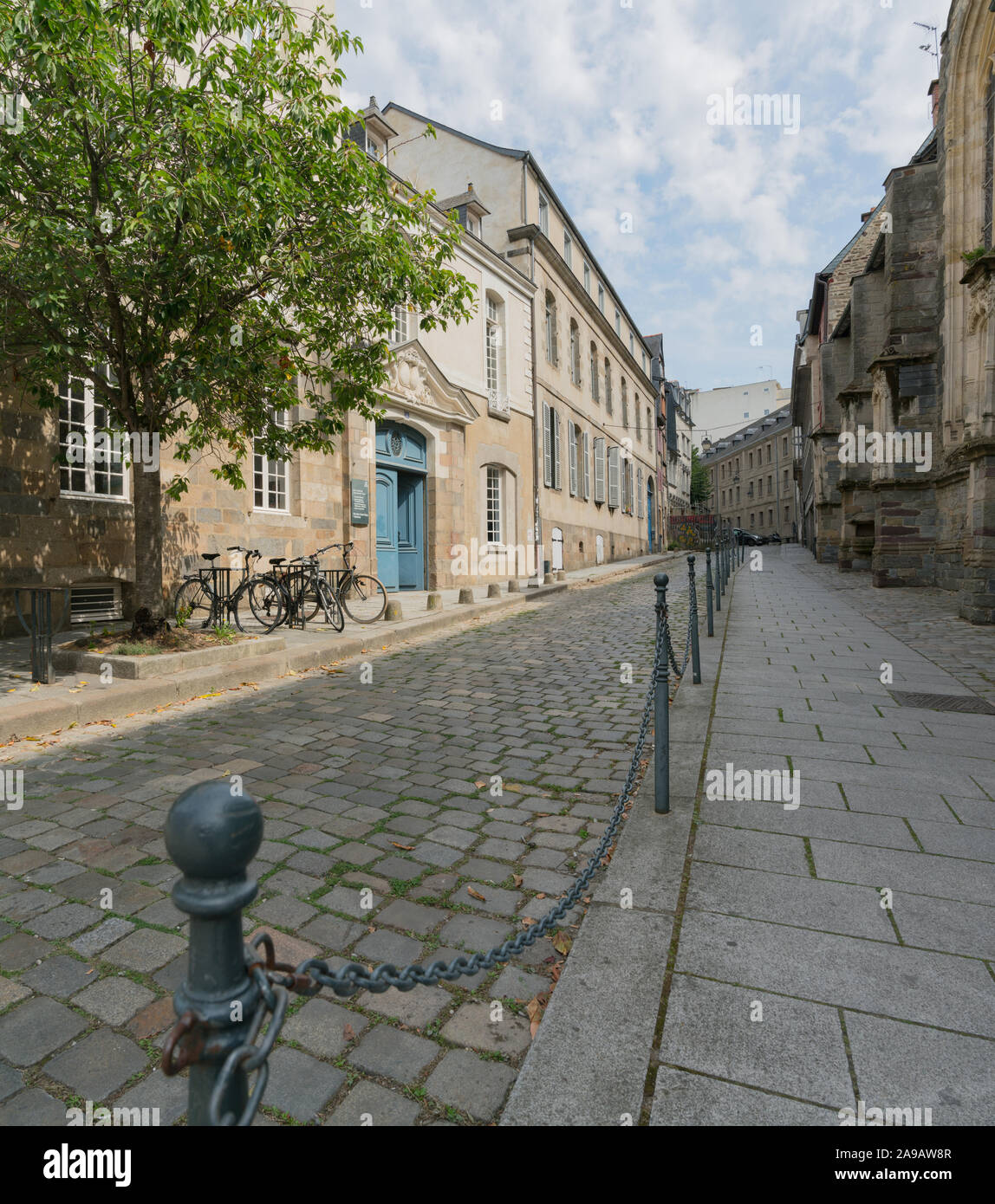 Rennes, Ille-et-Vilaine / France - 26 August 2019: the old historic city center of Rennes the capitol of Brittany Stock Photo