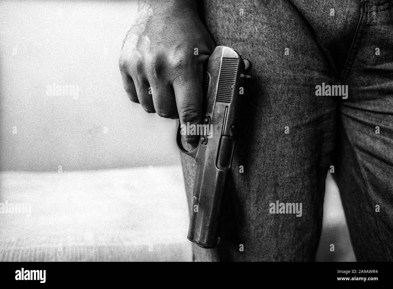 Automatic handgun, Shkodra, Albania. Stock Photo