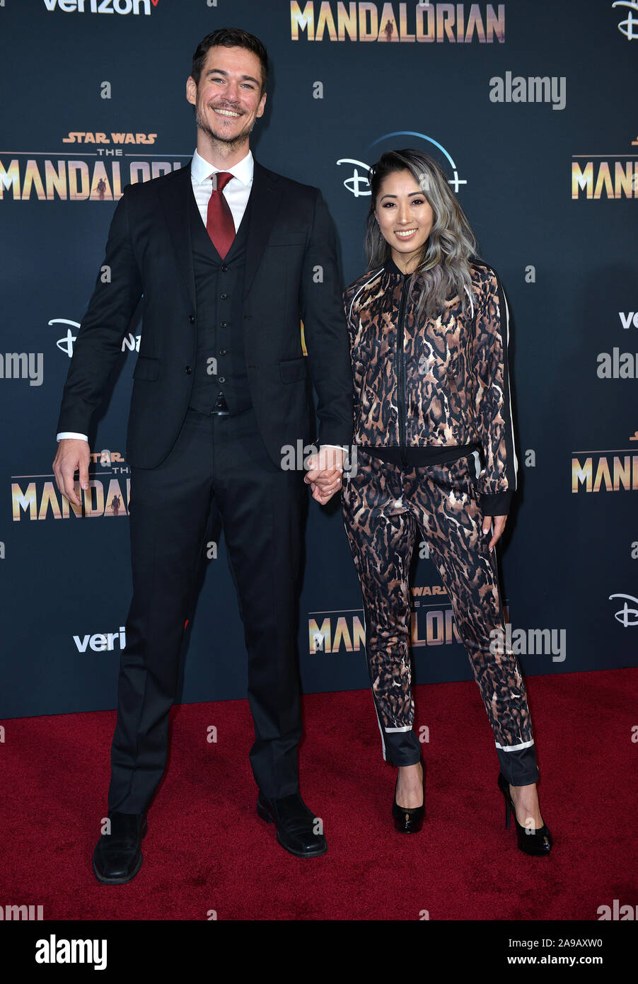 Influencer Mari Takahashi (R) and husband Peter Kitch arrive for the  premiere of Disney+'s 'The Mandalorian' at the El Capitan Theatre in Los  Angeles, California on Wednesday, November 13, 2019. Photo by