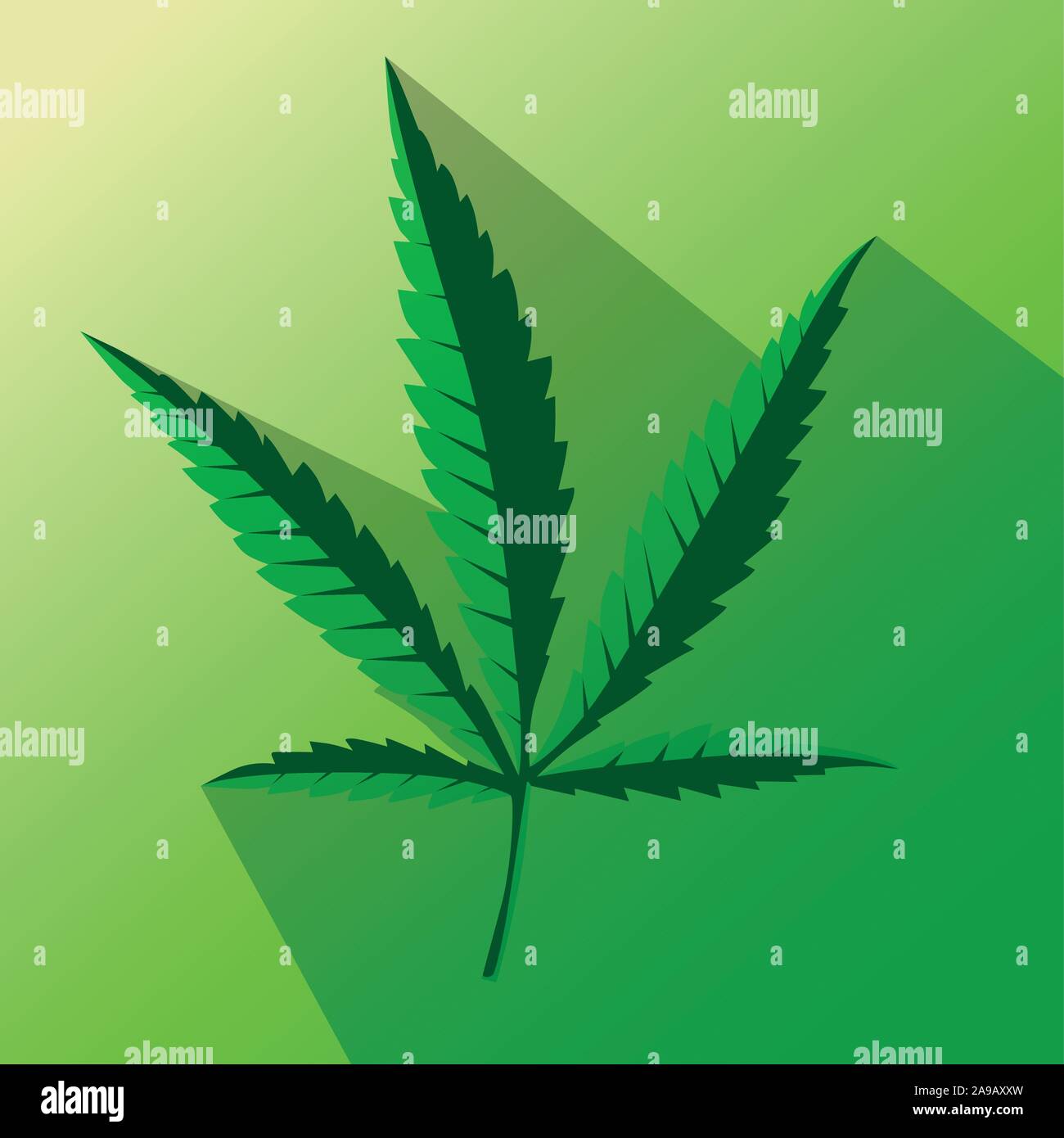 marijuana ganja hemp icon flat longshadow style illustration Stock Vector