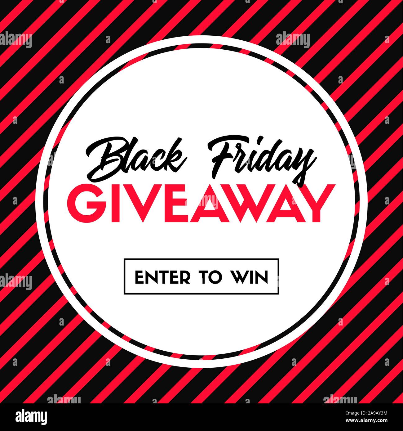 Black friday giveaway. Enter to win. Vector banner template for social media promotion. Striped pattern Stock Vector