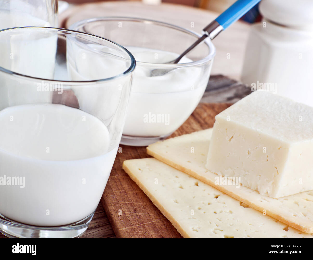 Selection of milk products Stock Photo - Alamy