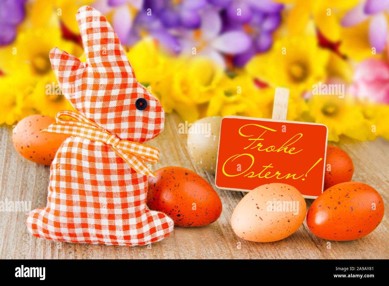 Happy Easter Label and decoration Stock Photo
