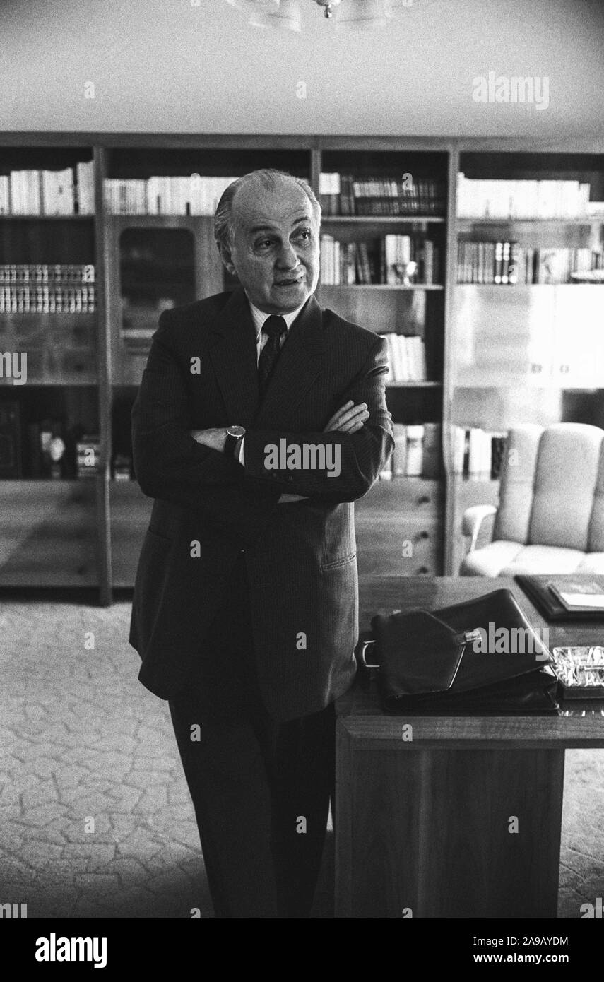 Ramiz Alia, Ex-President of Albania, at home in Tirana, ALBANIA, 1992. Stock Photo