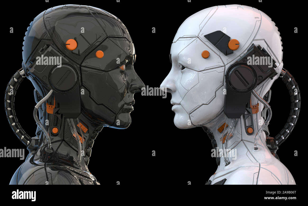 Robot woman, sci-fi android female artificial intelligence 3d render  background Stock Photo - Alamy