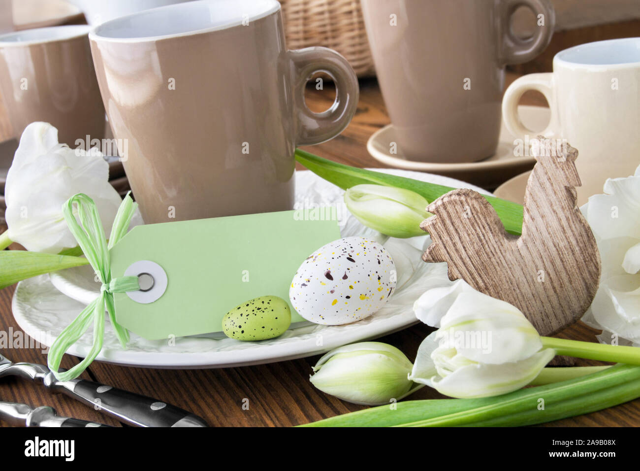 Easter table setting and decorations Stock Photo