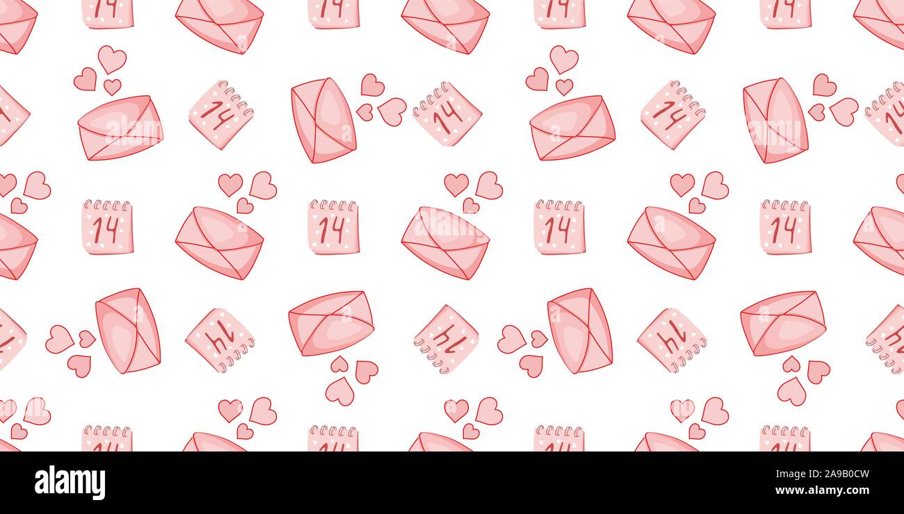 Seamless pattern for Valentine's day. Envelope with a heart. Love.. Stock Vector