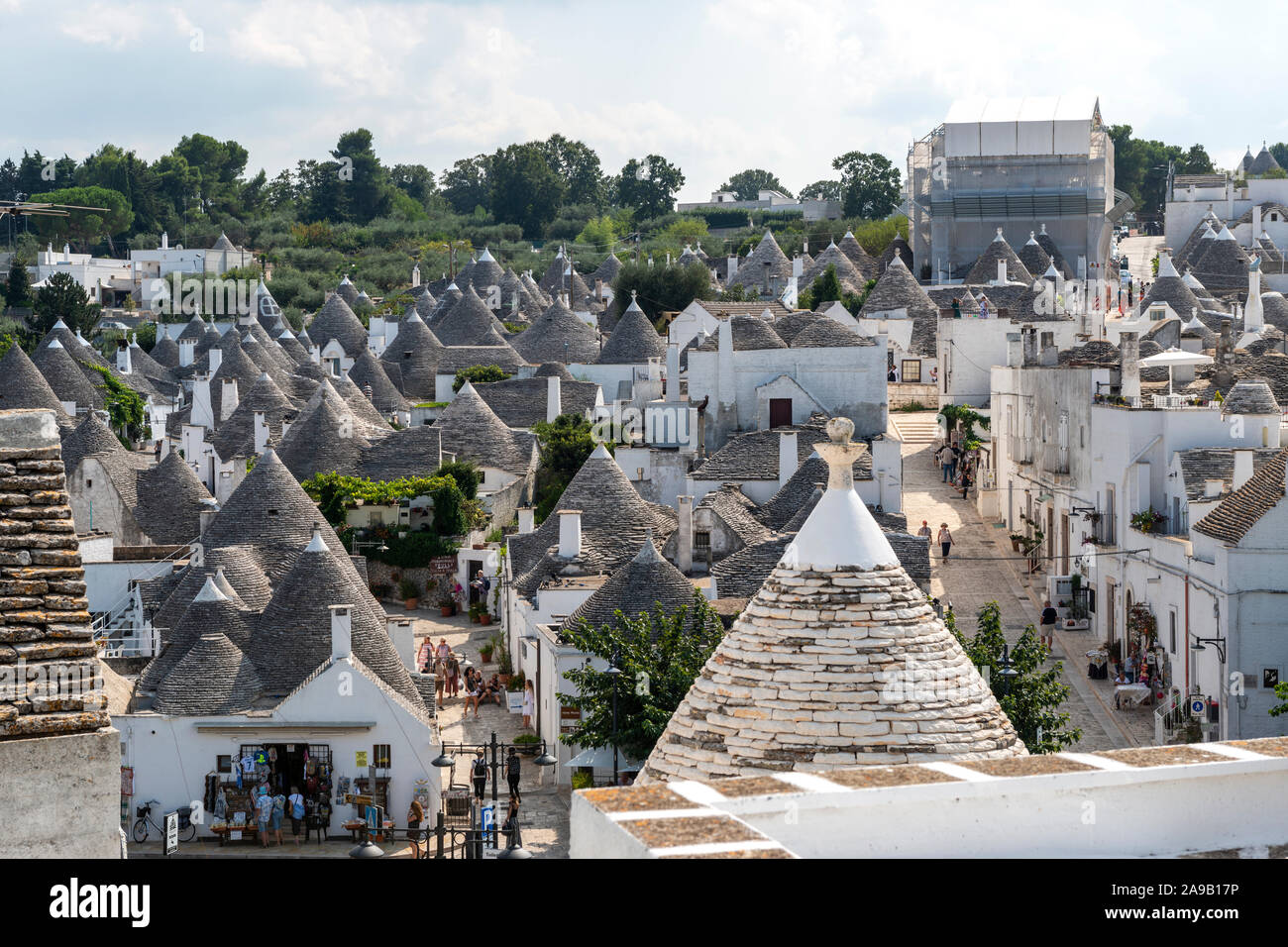 General view of trulli buildings in Alberobello in Apulia (Puglia), Southern Italy Stock Photo