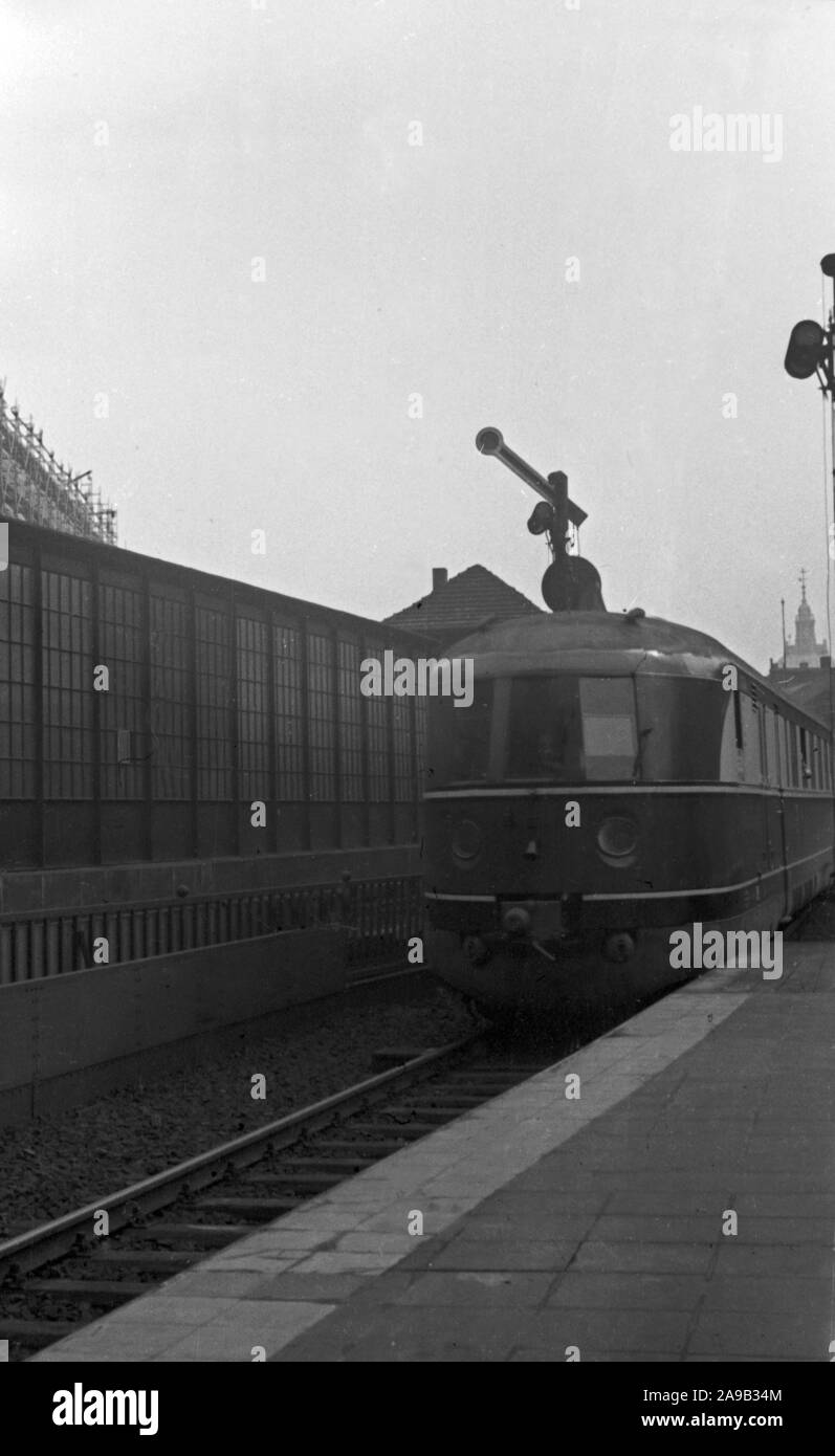 A train entering a station, Germany 1930s Stock Photo - Alamy