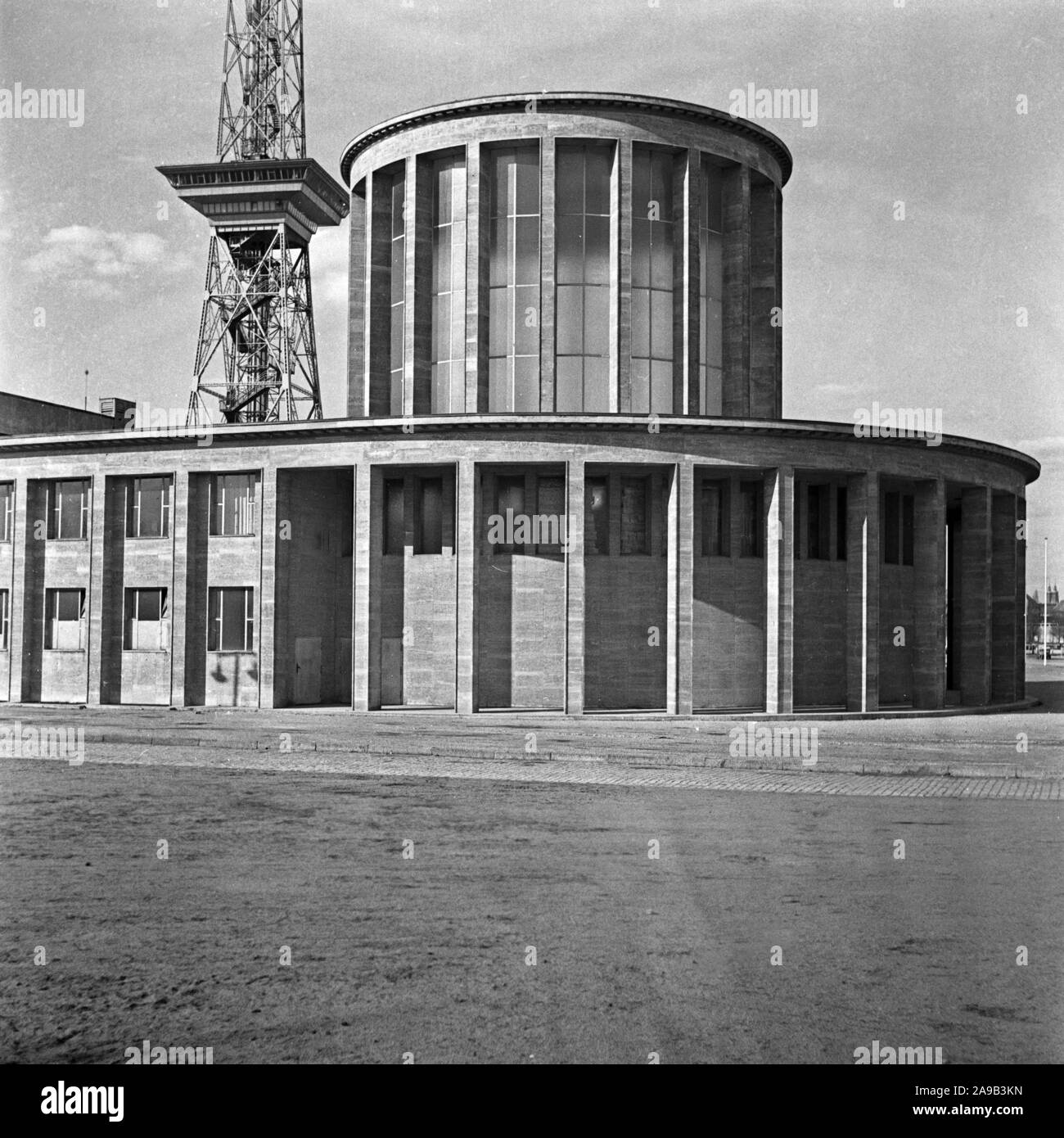 Taking a walk through the capital of the III. Reich, Berlin, here at the Radio Tower in Berlin's Westend, 1940s. Stock Photo