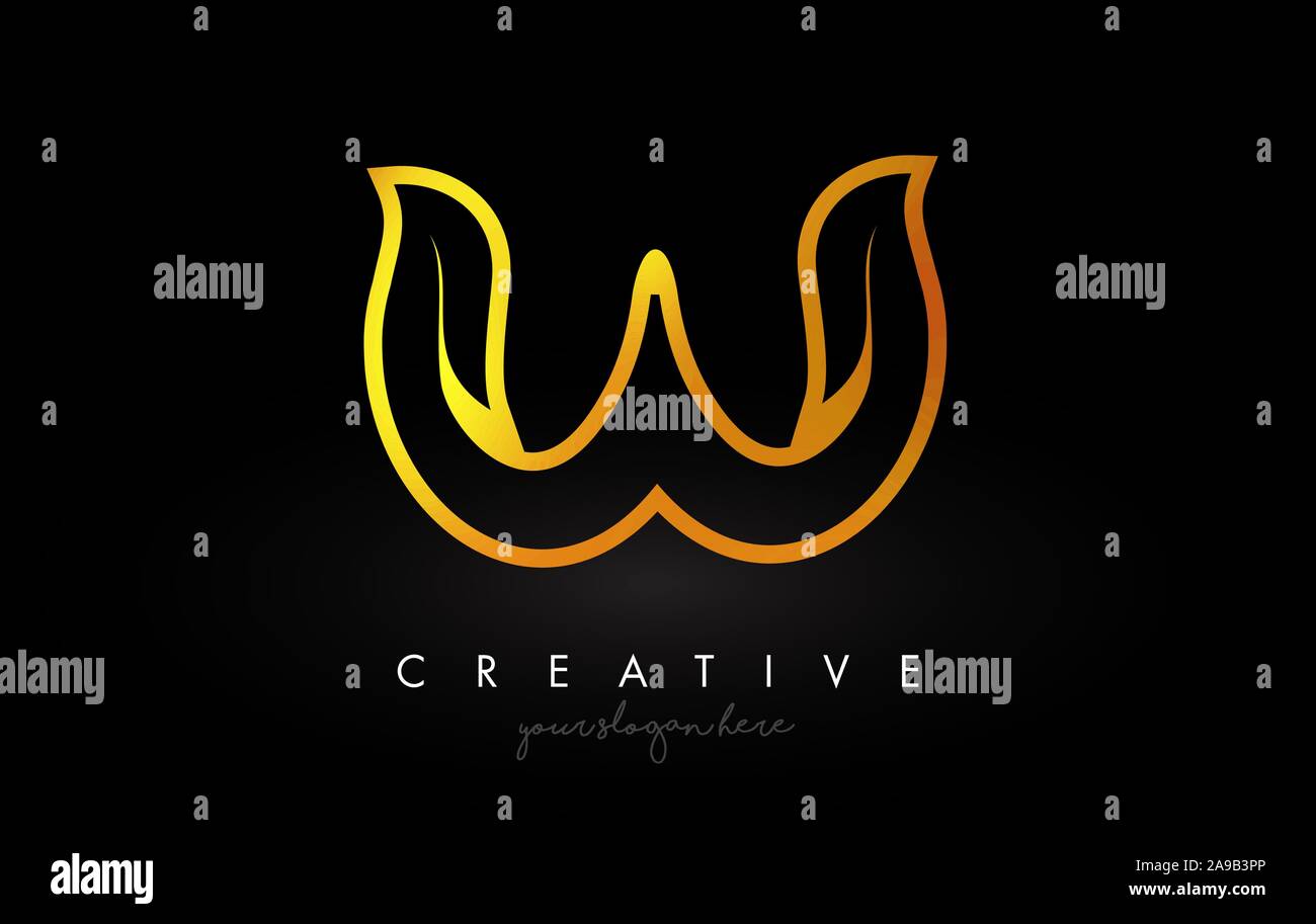 Letter W Golden Monogram Leaf Logo Icon Design with Gold Yellow Colors ...